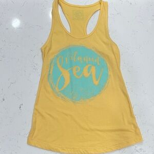 Yellow Tank Top with Blue Print